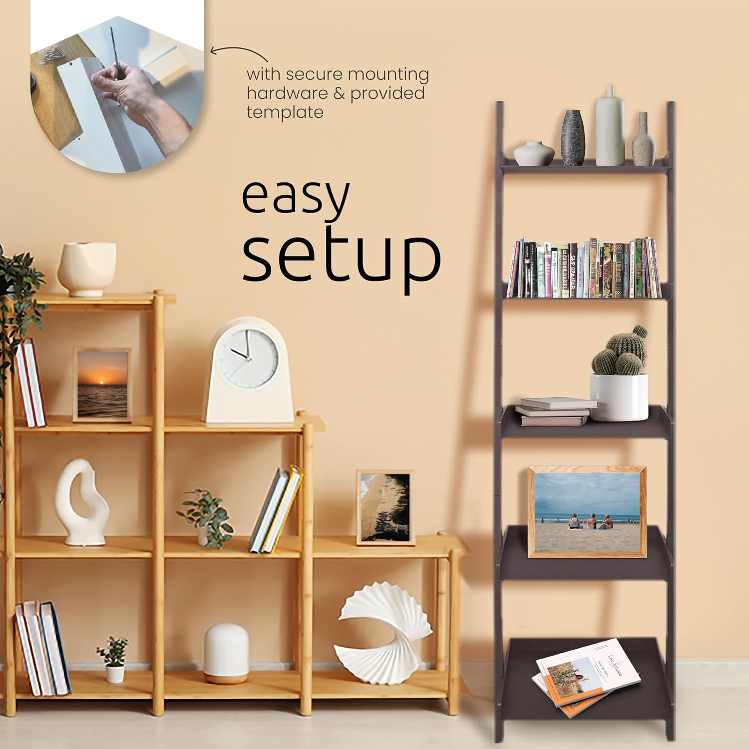 kieragrace Providence Hadfield Leaning Shelf - Matte Paint Black, 18" by 66"