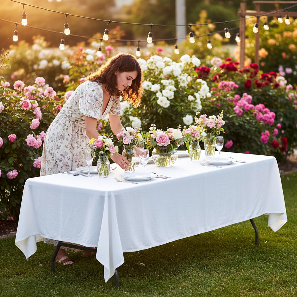 FDW | 8FT Folding Table | White | Portable Plastic Table | with Carry Handle ...