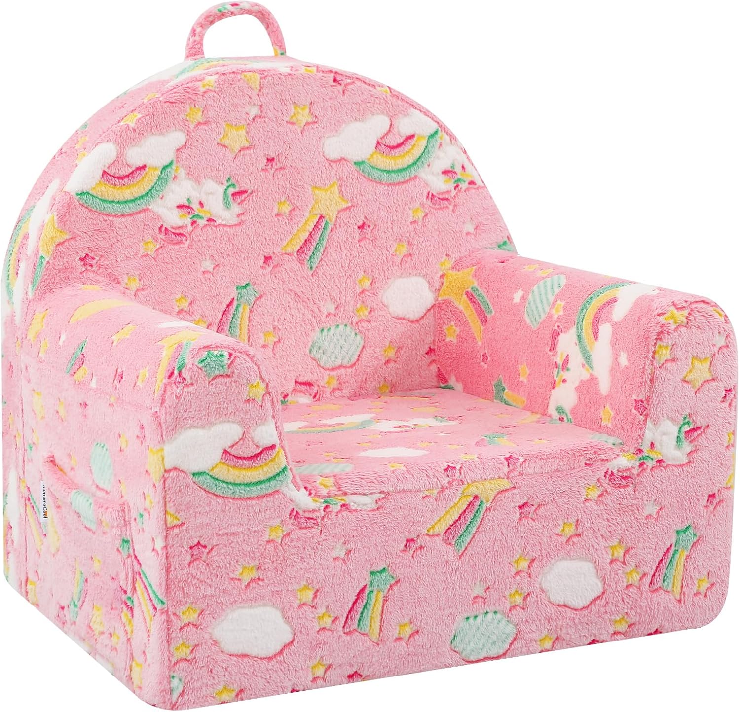 MeMoreCool Kids Chair, Glow Colorful Unicorn Kids Couch Sofa for Ages 3+ | Glow colorful unicorn kids chair, soft plush seat for playroom reading nook