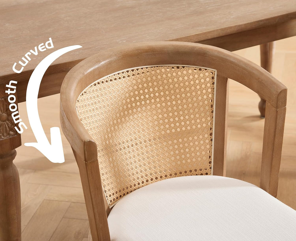 EALSON Rattan Mid Century Dining Chairs Set of 2 Modern Farmhouse Wooden Dini...