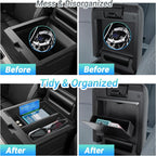 Center Console Organizer Compatible with 2025-2026 Toyota 4Runner (6th Gen) Interior Accessories, Armrest Organizer Tray Insert with Hidden Storage Box for Coin and Sunglasses