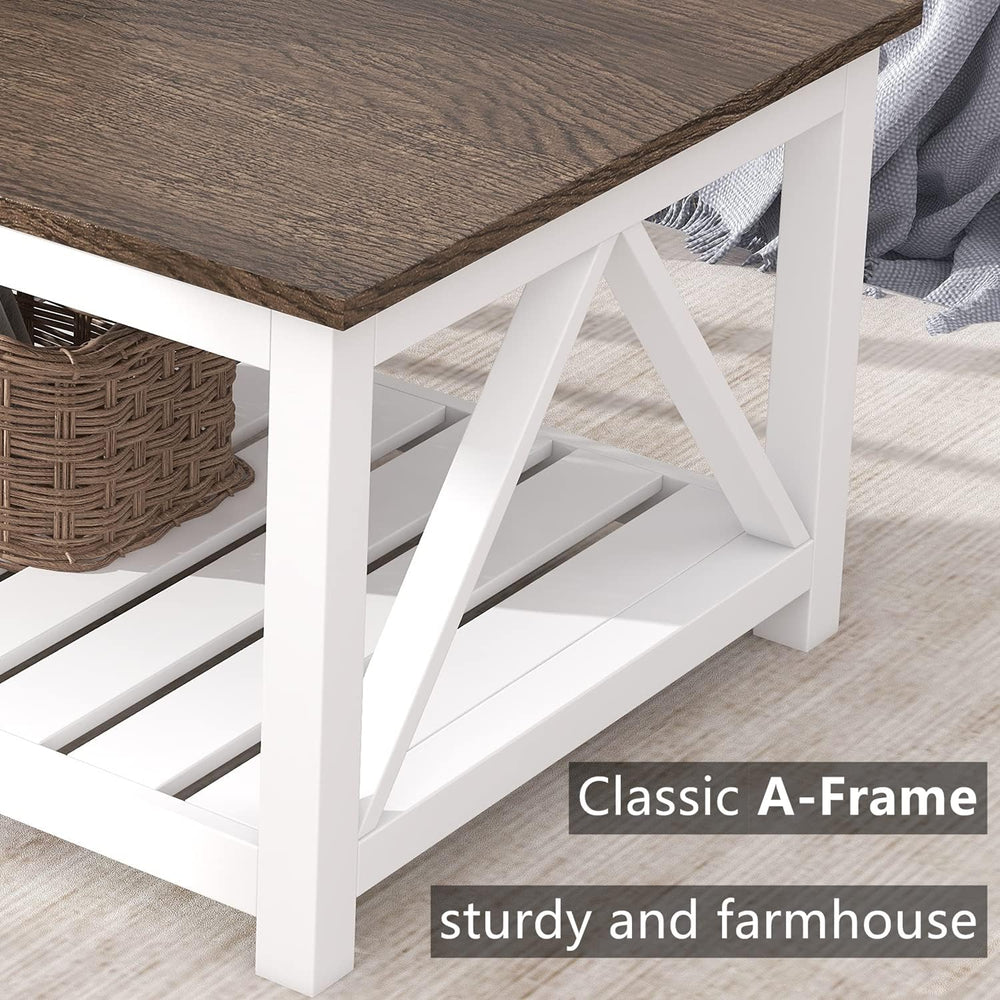 ChooChoo 40" Farmhouse Coffee Table with A-Frame Design for Living Room