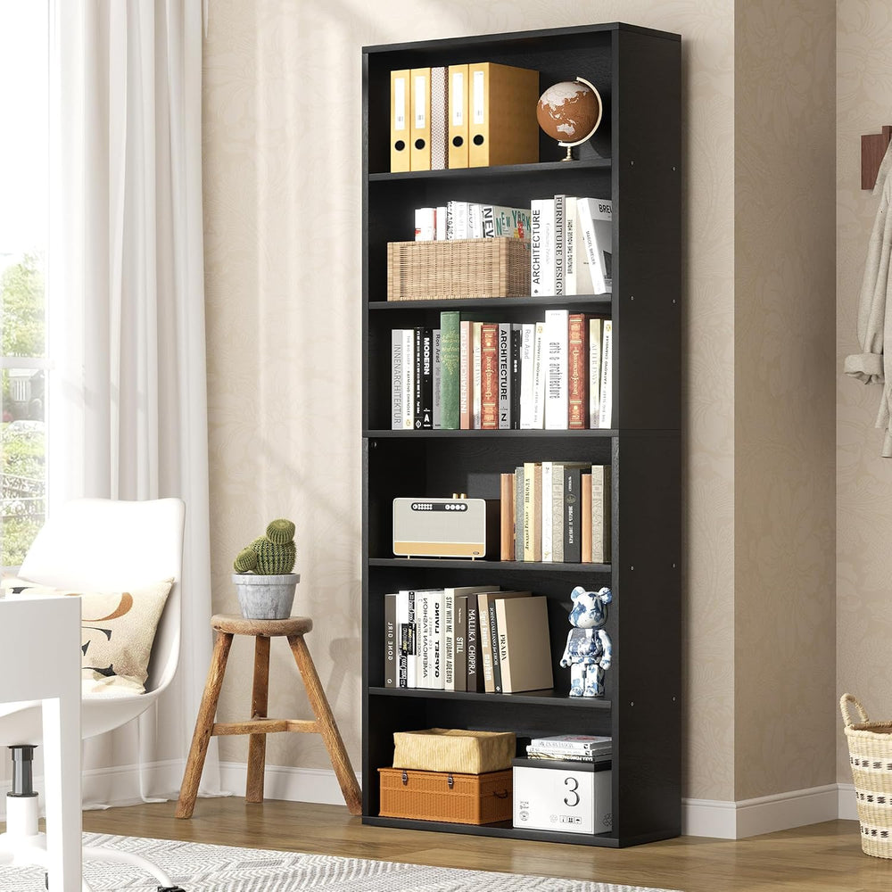 6-Tier Bookshelf, Modern Open Bookcase,6 Shelf Display Storage Shelves Floor ...