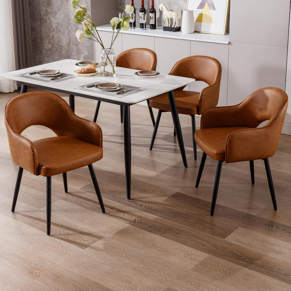 Ya-Home Modern Swivel Dining Chairs Set of 6, Comfy Upholstered Side Chair PU...