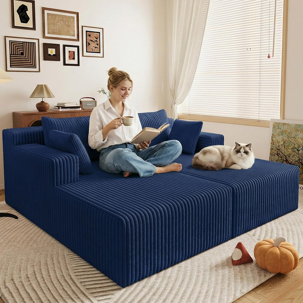 LUCKHAO 71" Oversized Chaise Lounge Chair,Sectional Double Lounge Chaise...