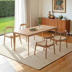 Farini Mid Century Modern Dining Chairs Set of 2, Solid Wood Frame Kitchen Chairs with Woven Upholstered Seat for Dining Room & Breakfast Nook,Natural-Beige