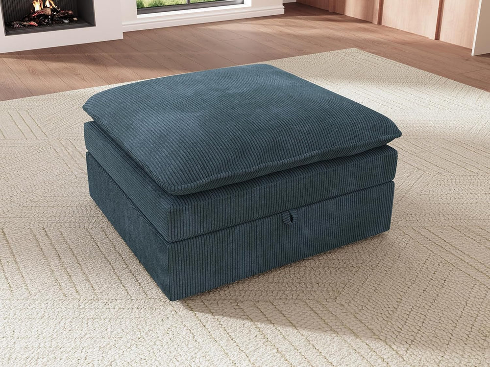 HONBAY Corduroy Ottoman, 31.5 Inch Square Ottoman Bench with Storage for Livi...