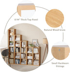 Tall Cube Storage Organizer Bookcase, 6 Tier 11 inch Open Back Cubical Shelf with Thickened Border, Display Bookshelf for Living Room, Home Office, Sturdy Room (Natural Oak, 6 Cube,Vertical)