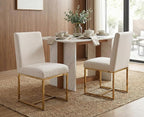 CIMOTA Modern Dining Chairs Set of 2, Upholstered Dining Room Chairs Armless Guest Side Chair with Gold Base for Dining Room/Kitchen, Beige, 2PCS