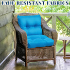 Geetery Outdoor Chair Cushions Set of 4 for Patio Lawn Furniture Wicker Rocking Dining Chairs 42x21x4 Inch High Back Seat Pads Replacement with Ties Weather-Resistant Fade-Resistant Indoor(Blue)