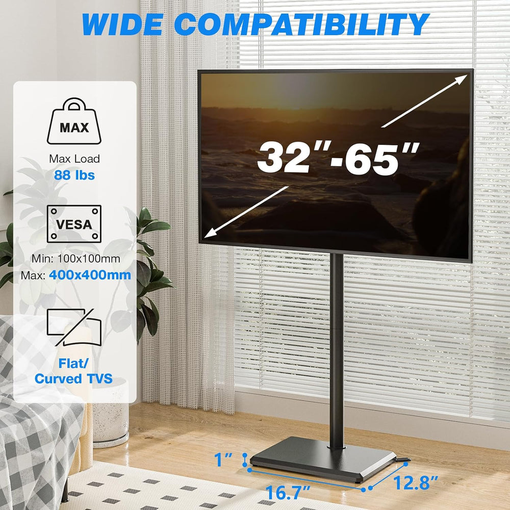 Rfiver Swivel Floor TV Stand for 32-65 Inch Flat Screen TVs | Height Adjustab...