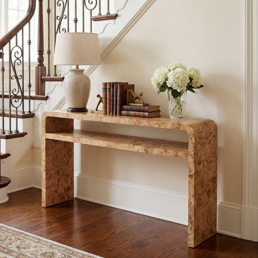 Hyfirm 51 Inch Long Rustic Burl Wooden Pattern Console Table, Farmhouse Sofa ...