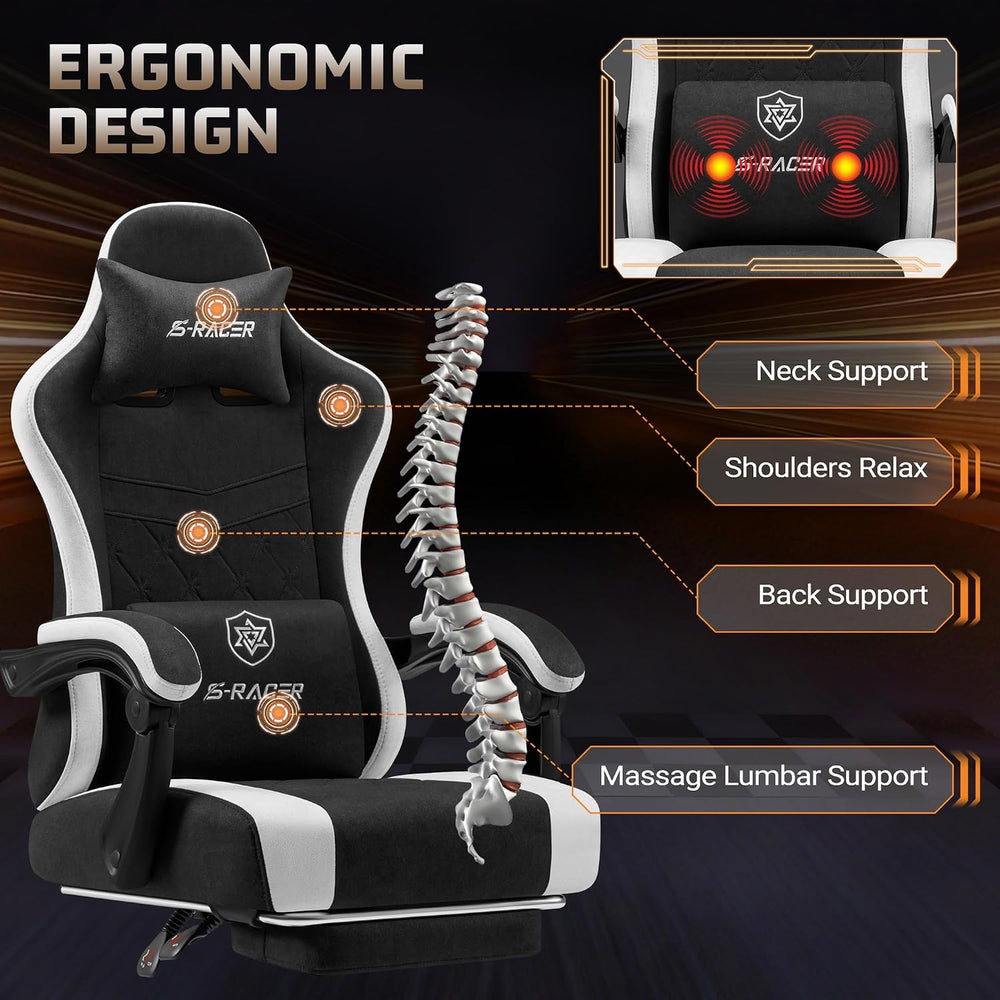 Homall Gaming Chair with Massage & Footrest, Ergonomic Computer Office Ch...