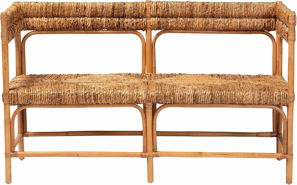 Bali & pari Adisa Natural Rattan Bench - Handcrafted Banquette with Woven...