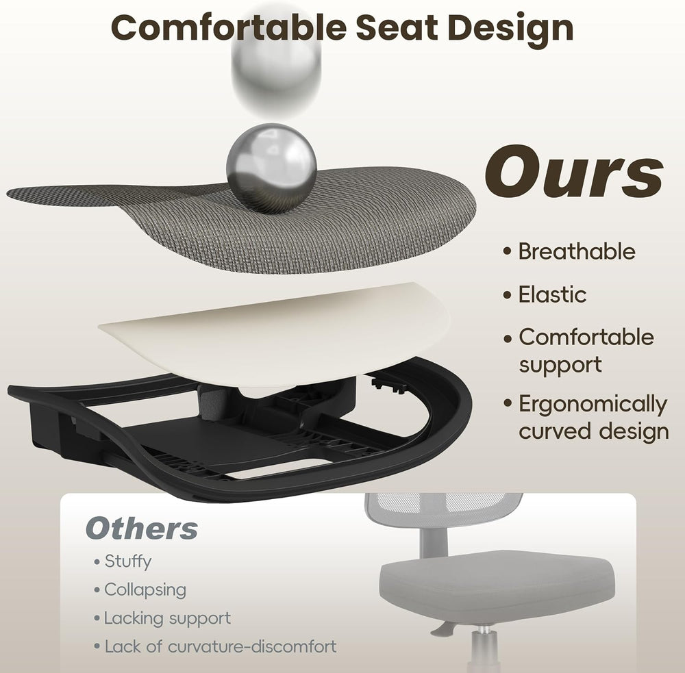 Ergonomic Office Chair, Mesh Computer Desk Chairs with Adjustable Lumbar Supp...