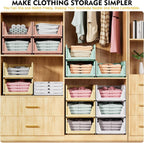 SNSLXH 5 Pack Stackable Closet Organizer Box, Multifunctional & Foldable Closet Storage Basket for Bathroom Kitchen Laundry Room Wardrobe Storage, Space-Saving Clothes Storage Drawer Organizer, Green