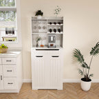 HRVEOCEI 71" Pantry Cabinets for Kitchen Storage, White Farmhouse Kitchen Hutch Cabinet with Open Shelving, Tall Freestanding Food Pantry & Pantries with Drawer for Dining Room (Cabinet)