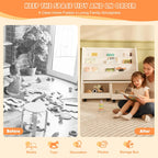 Kids Bookshelf with Two Movable Drawers Toddler Bookcase with Toy Storage Organizer Child Sling Book Rack Baby Cabinet Chest with Wheels for Nursery,Playroom,Bedroom,Living Room,Classroom