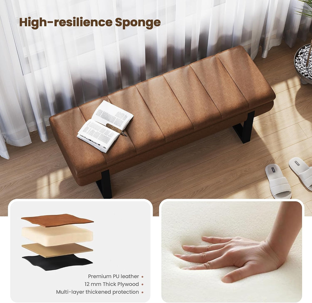 Breakfast Nook Bench 52" Storage Ottoman Bench Backless | End of Bed Ben...