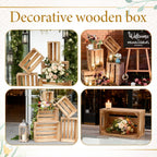 5 Pcs Decorative Nesting Wooden Crates for Storage Display Rustic, Large Torched Wood Storage Crates, Large Farmhouse Wooden Basket with Handle for Storages Container and Decorations, 5 Size