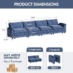 Homall 159" Modular Sectional Sofa, Linear Sofa Couch with Double-Layer Cushion, DIY Combination Chenille Deep 4-Seat Cloud Couch for Living Room, Apartment (Dark Blue, Linear Sofa)