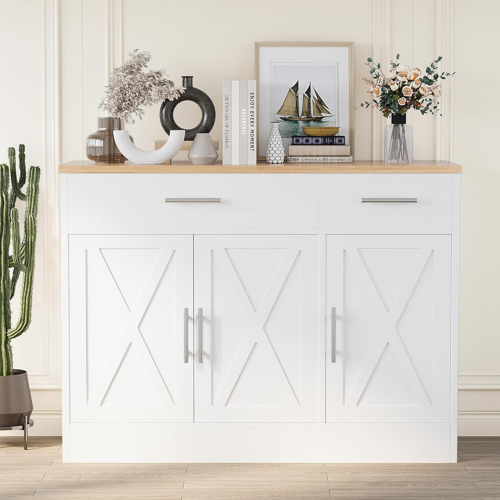 Shintenchi Modern Farmhouse Sideboard Buffet Cabinet with Storage with 3 Door...