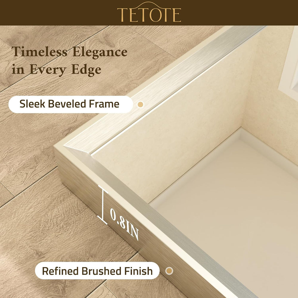 TETOTE Brushed Nickel Bathroom Mirror 24" x 30" Rectangle Beveled F...