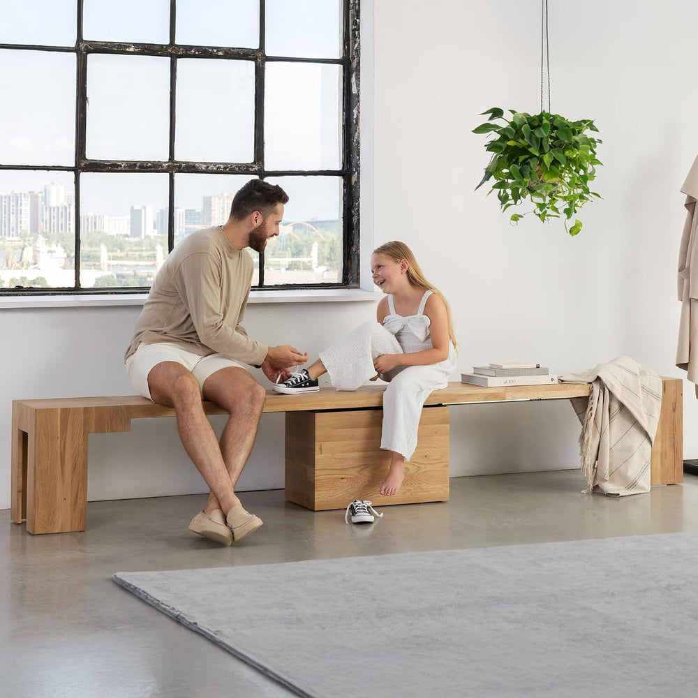 Transformer Table - Extendable Dining Bench, Solid Wood Expandable Seating 1–...