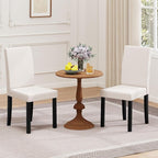 COSTWAY Fabric Armless Dining Chairs Set of 4, Upholstered Kitchen Side Chair w/Rubber Wood Legs, Padded Seat & High Backrest, Mid-Century Modern Accent Chairs for Living Room Restaurant (Beige)