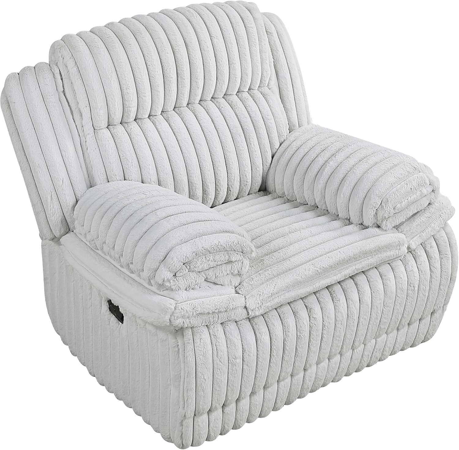 Lexicon Manual Glider Recliner Chair, Corduroy Manual Tab Pull Reclining Chair with Pillow Top Arms, Plush Cushions, Cozy Theater-Style Accent for Living Room/Bedroom, Easy Assembly, Gray