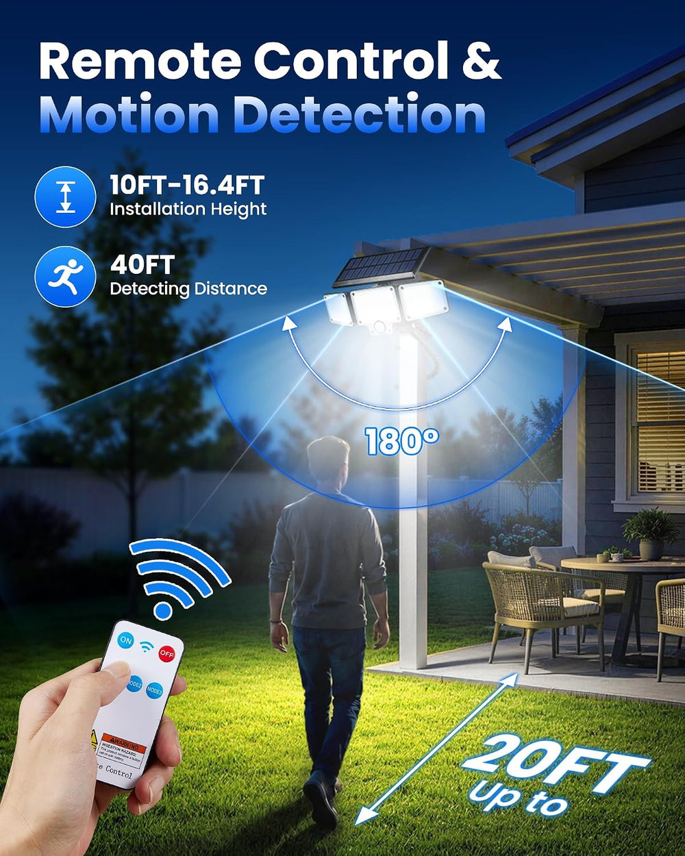Solar Flood Lights with Motion Sensor,3000LM Octopus Tripod USB-C Remote