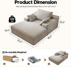 Oversized Chaise Lounge Chair Indoor,51" W Upholstered Sofa Bed,No Assembly Required,Fluffy Plush Modern Single Sleeper Couch Reading Chairs Corduroy Cloud Sofas Couches for Living Room, Bedroom,Grey