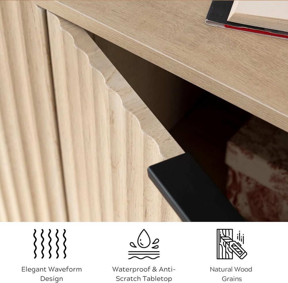 EYYTHUNG Storage Cabinet with 4 Doors, Fluted Sideboard Buffet Accent Cabinet...