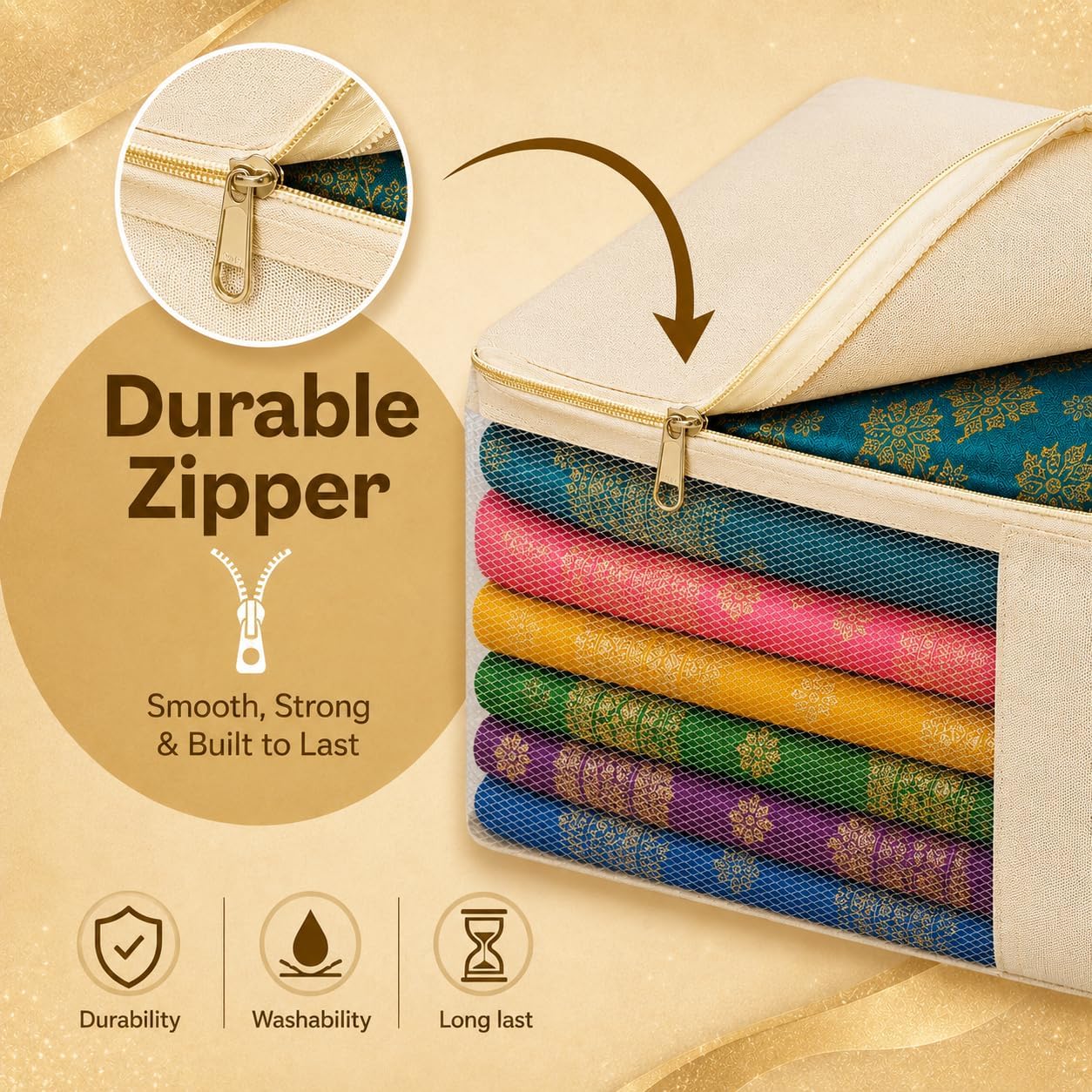 Kottify Premium Cotton Canvas Blouse Organizer – Pack of 2 | Durable Blouse Covers for Wardrobe Storage | Protects Saree Blouses – 38x25x17 cm