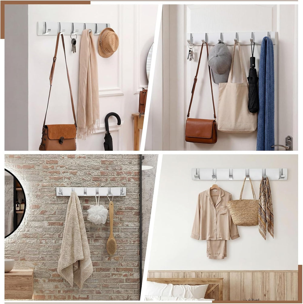 Wesiti 6 Hooks Large Wall Mounted Coat Rack, 19 Inch Floating Rack with Retra...
