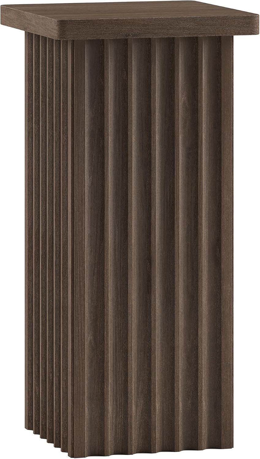 Henn&Hart 11" Fluted Modern Square End Table, Ribbed Side Table, Nig...