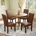 LSSPAID Dining Chairs Set of 4, PU Leather Upholstered Dining Room Chairs with Nailhead Trim and Solid Wood Legs for Home and Kitchen, Brown