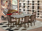 East West Furniture V797MZ748-7 7 Piece Dining Room Furniture Set Consist of a Rectangle Dining Table with V-Legs and 6 Coffee Linen Fabric Upholstered Chairs, 40x72 Inch, Multi-Color