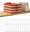 HBlife 24 Pack Clear Shelf Dividers, Vertical Purse Organizer for Closet Perfect for Sweater, Shirts, Handbags in Bedroom and Kitchen, Adjustable Acrylic Bookshelf for Organization