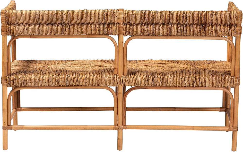 Bali & pari Adisa Natural Rattan Bench - Handcrafted Banquette with Woven...