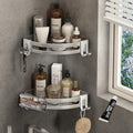 VOLPONE Shower Corner Shelf Caddy 2 Pack shower Organizer No Drill (adhesive mounting, no suction cup) Shower Storage Rust Proof Bathroom Corner Wall Shelf shampoo holder Silver