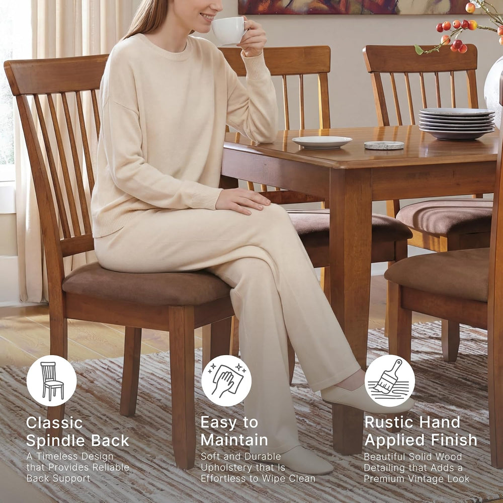Signature Design by Ashley Haddigan Dining Chairs Set of 4, Cushioned Rake Ba...