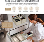 Reli. Drawer Organizers Clothes 14 Pack | Foldable Dresser Drawer Organizer | Beige Dresser Drawer Organizers | Fabric Drawer Dividers, Foldable Closet Storage Bins, Socks, Underwear, Ties, Bras, Nursery