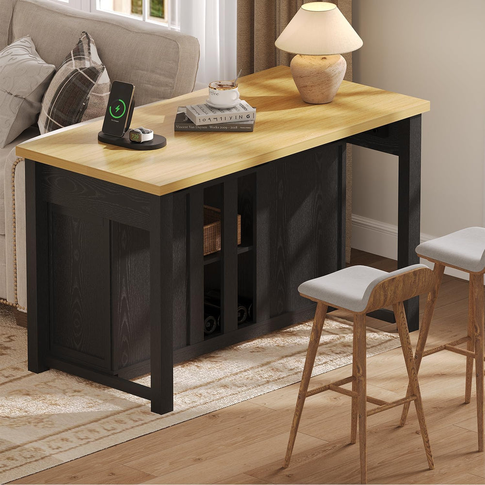 knoworld 47" Kitchen Island with Storage for Kitchen Dining Room, Black ...