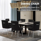 Velvet Dining Chairs Set of 4 with Silver Metal Legs, Modern Upholstered Kitchen Chair with Pull Handle & Pleated Back, Mid Century Accent Chair for Vanity,Dining,Kitchen,Living Room, Black