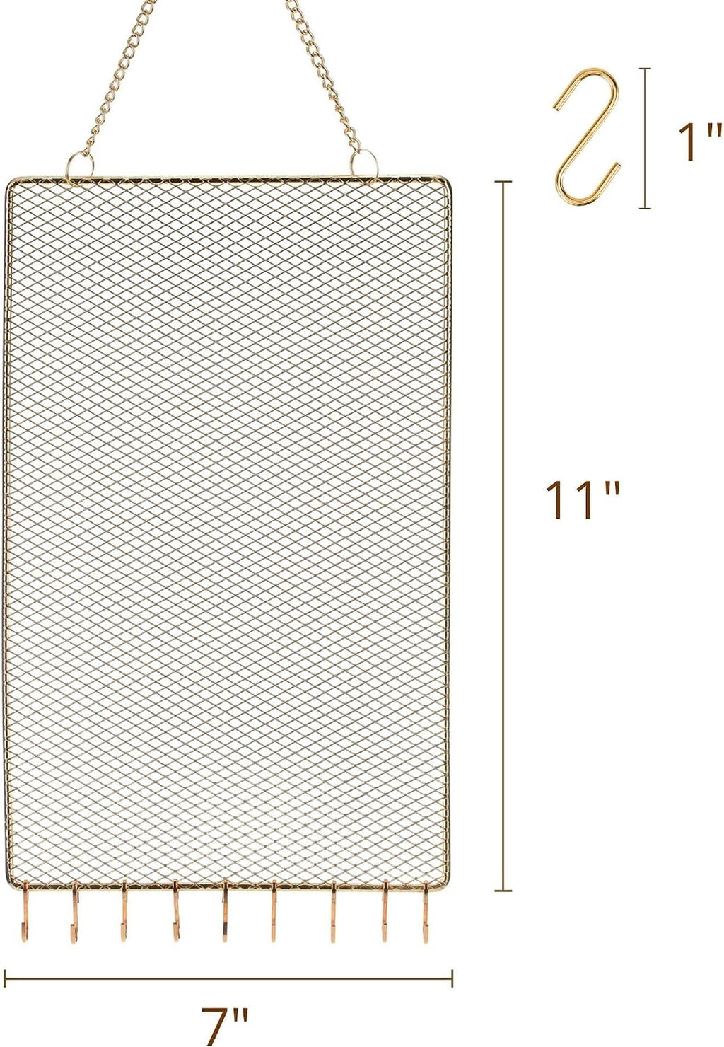 Heesch 2 Pack Earring Holder Wall Mounted Hanging Jewelry Organizer Display Decorative Metal Diamond Shape with Hooks for Necklaces Bracelets (Gold)