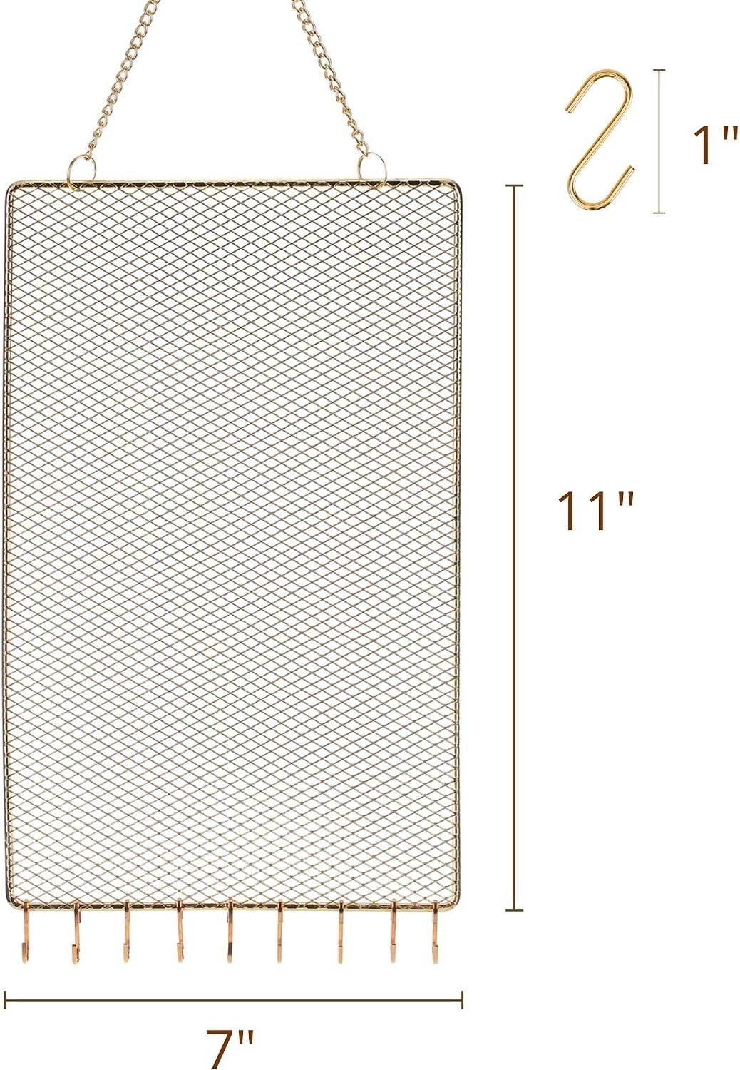 Heesch 2 Pack Earring Holder Wall Mounted Hanging Jewelry Organizer Display Decorative Metal Diamond Shape with Hooks for Necklaces Bracelets (Gold)