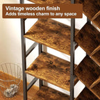 Triple 5 Tier Bookshelf, Large Bookcase Industrial Bookshelf with 19 Open Display Shelf, Wooden Wide Tall Tree Bookshelf for Living Room Home Office, Rustic Brown