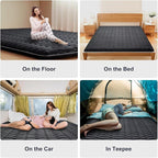 Premium Foam 3.2" Thick Japanese Futon Floor Mattress - Queen Size 60"x80" 100% High-Density Foam,Comfortable Sleeping Pad,Tatami Mat for Dorm,Bedroom or Guest Room，Boys Girls Dormitory Pads(Black)