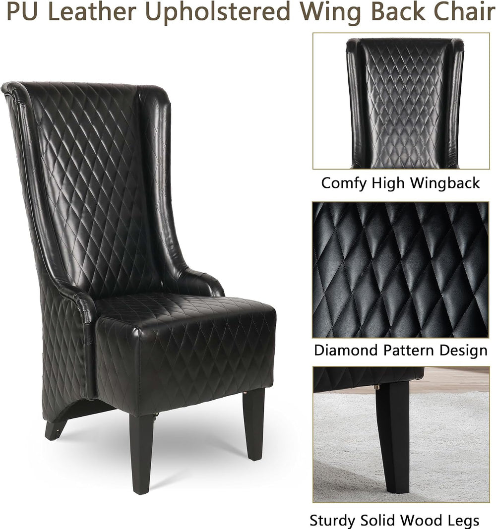 Henf High Back Dining Chair Set of 2, Upholstered Wing Back Dining Chairs Kin...